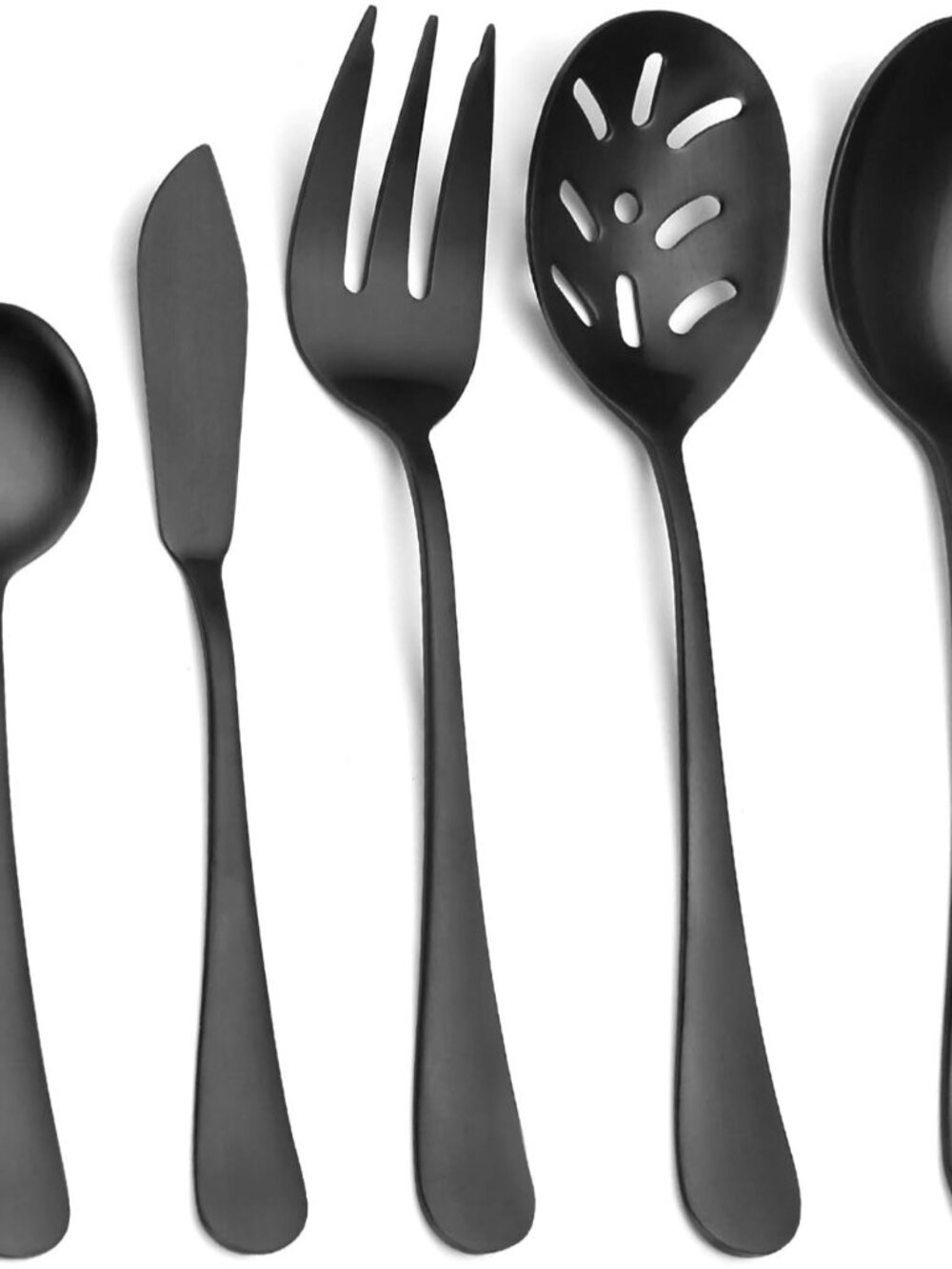 Matte Black Serving Set, 5-Piece 18/0 Stainless Steel Large Hostess Set with Rou